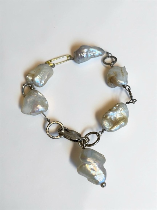 Jewelry - Natural Baroque Pearl Beaded Bracelet 925 Clasp CC O